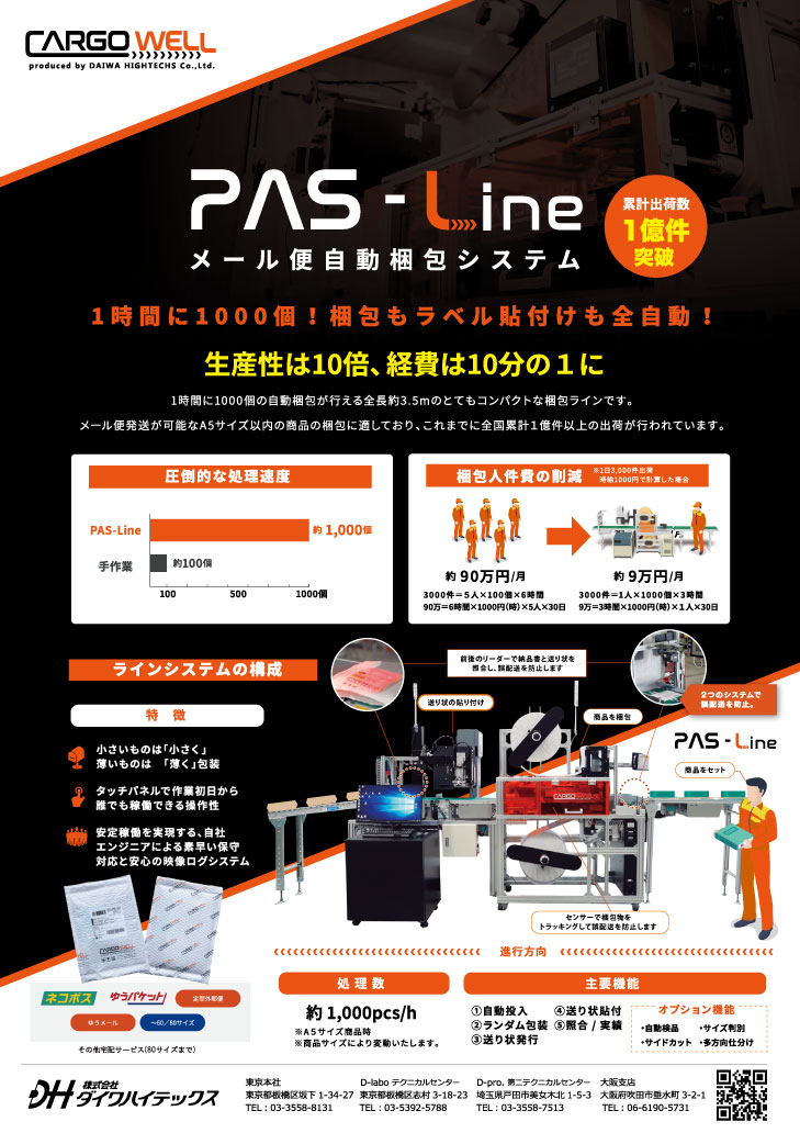 資料ダウンロード｜通販物流の自動梱包機（ライン） カーゴウェル