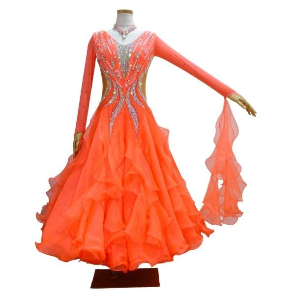 正装 元気カラーのスタンダードドレス KO183 オレンジ Mサイズ 社交