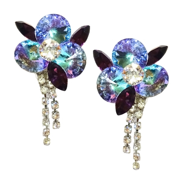 PINK イヤリング P-137 パープル系 社交ダンス アクセサリー 輝く