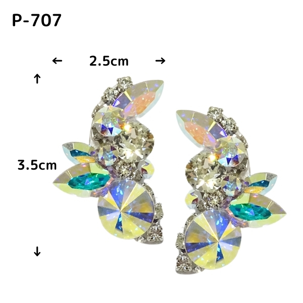 PINK イヤリング P-707 オーロラ×クリスタル 社交ダンス アクセサリー