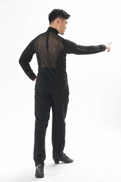 メンズ ラテン シャツ (M・L） MS350 タカダンス ブラック ハイネック