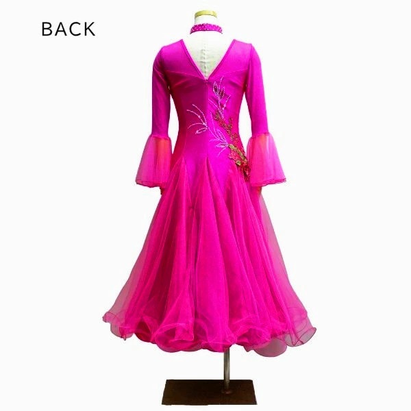 スタンダードドレス KO124 Mサイズ 蛍光ピンク 社交ダンス衣装