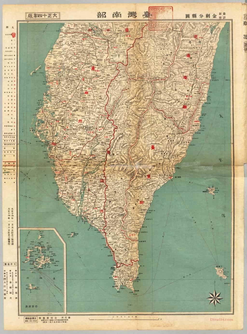 1925年日本最新详秘金刺分县图-地图114网