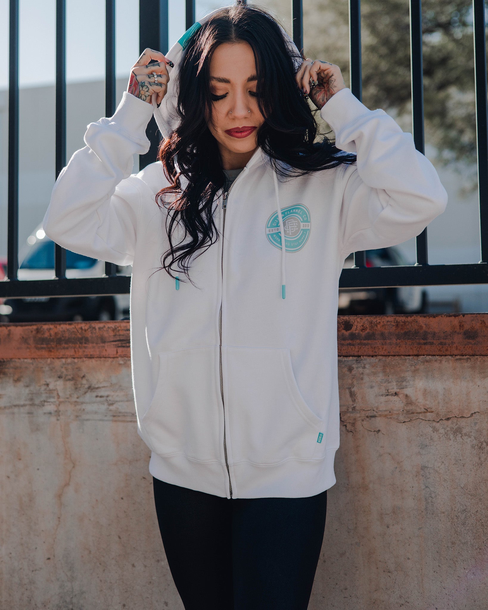 Tiffany Work Hard Hoodie - White: Shop Dixxon Now