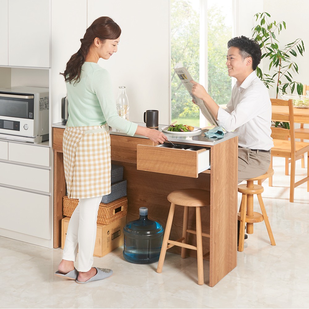 ステンレストップ下段オープン 間仕切りカウンター 幅139cm ディノス