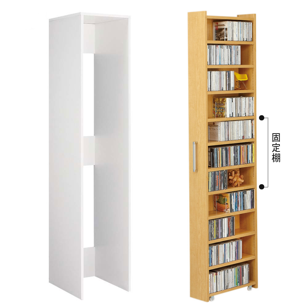 1cmピッチ スライド式すき間収納ワゴン 11段2列セット （CD収納用 可動