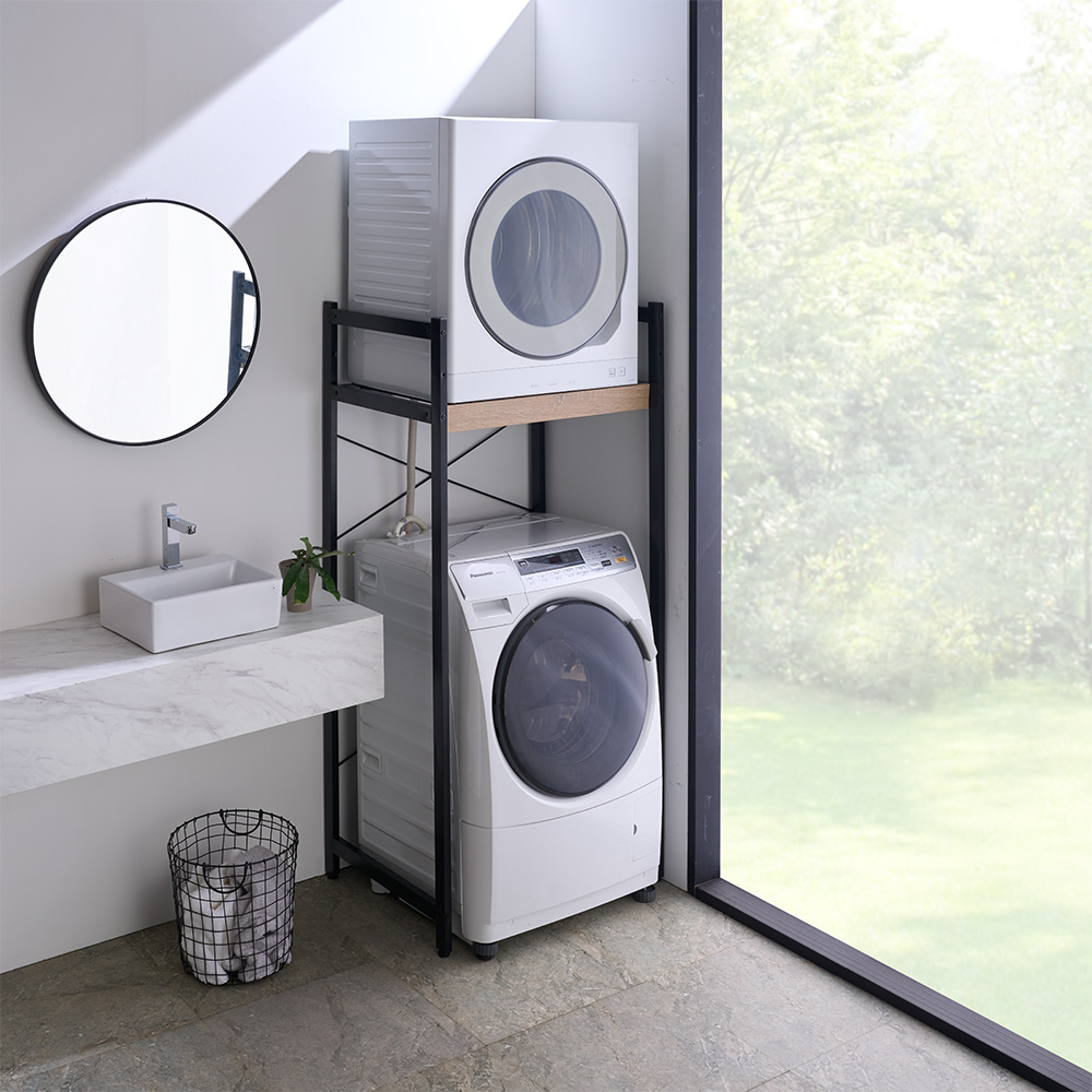 dショッピング |衣類乾燥機固定＆排水ホース対応 頑丈ランドリーラック