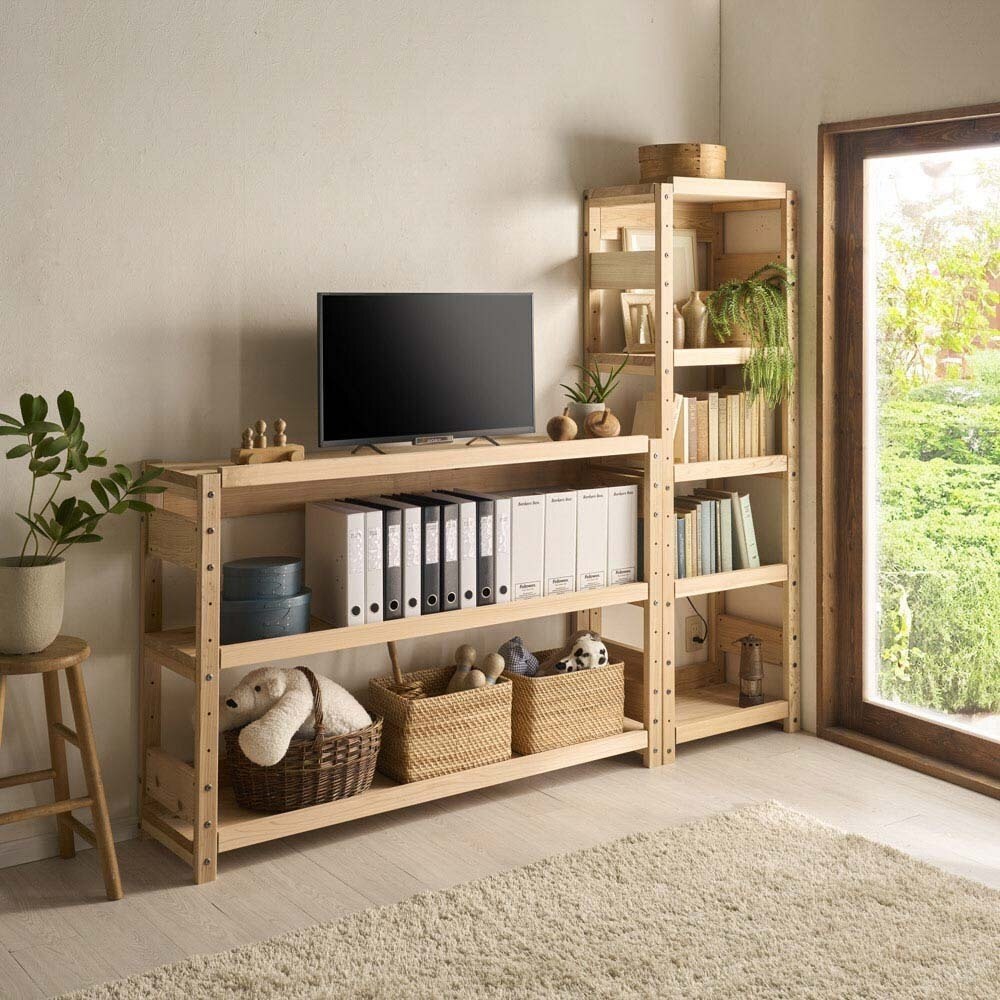 dショッピング |日田杉 天然木頑丈ラック ハイタイプ 幅90cm