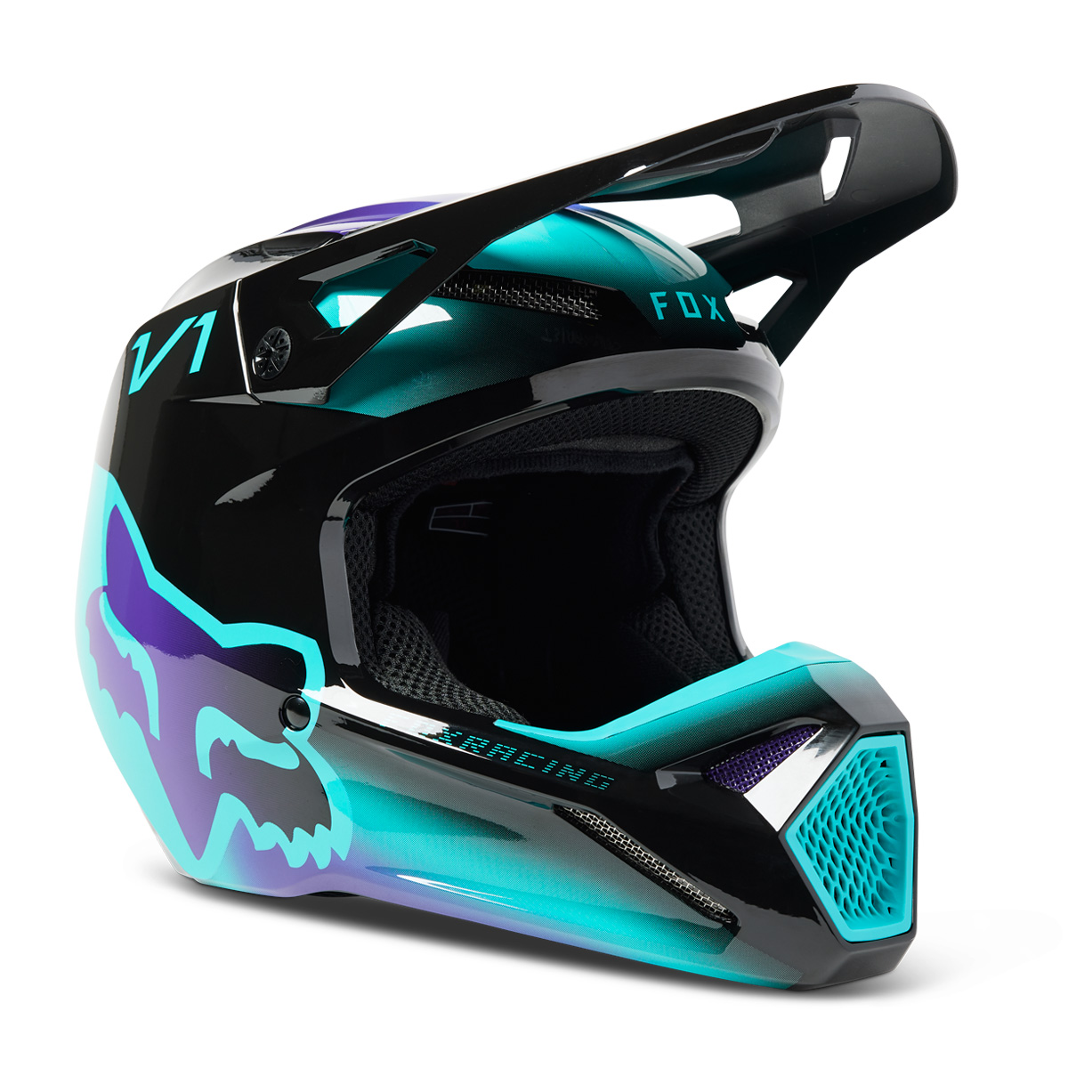 FOX RACING ユース V1ヘルメット トキシック ブラック| Dirtbikeplus