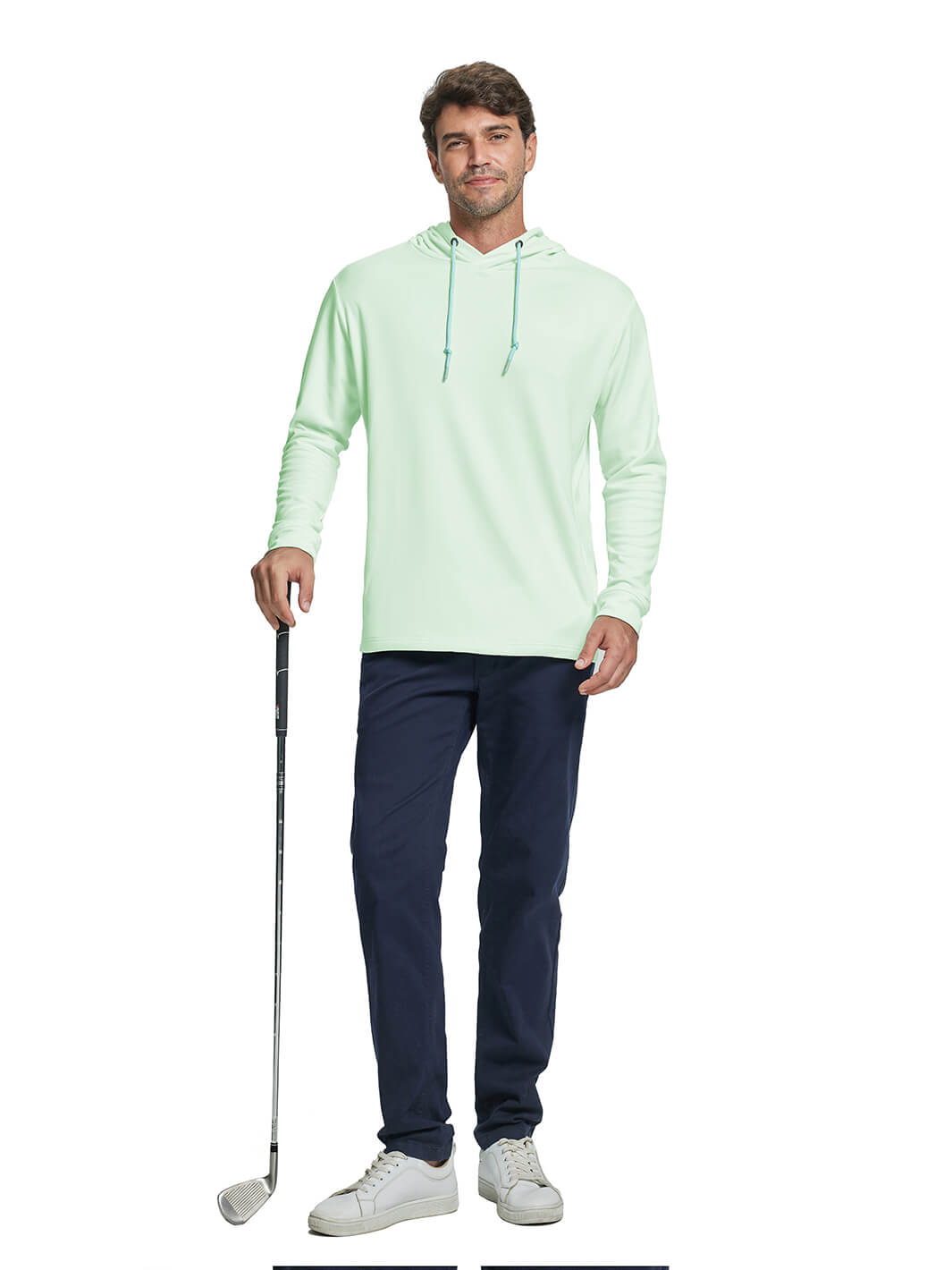 DTWOOO | Heather Performance Golf Hoodie For Men-Light Green