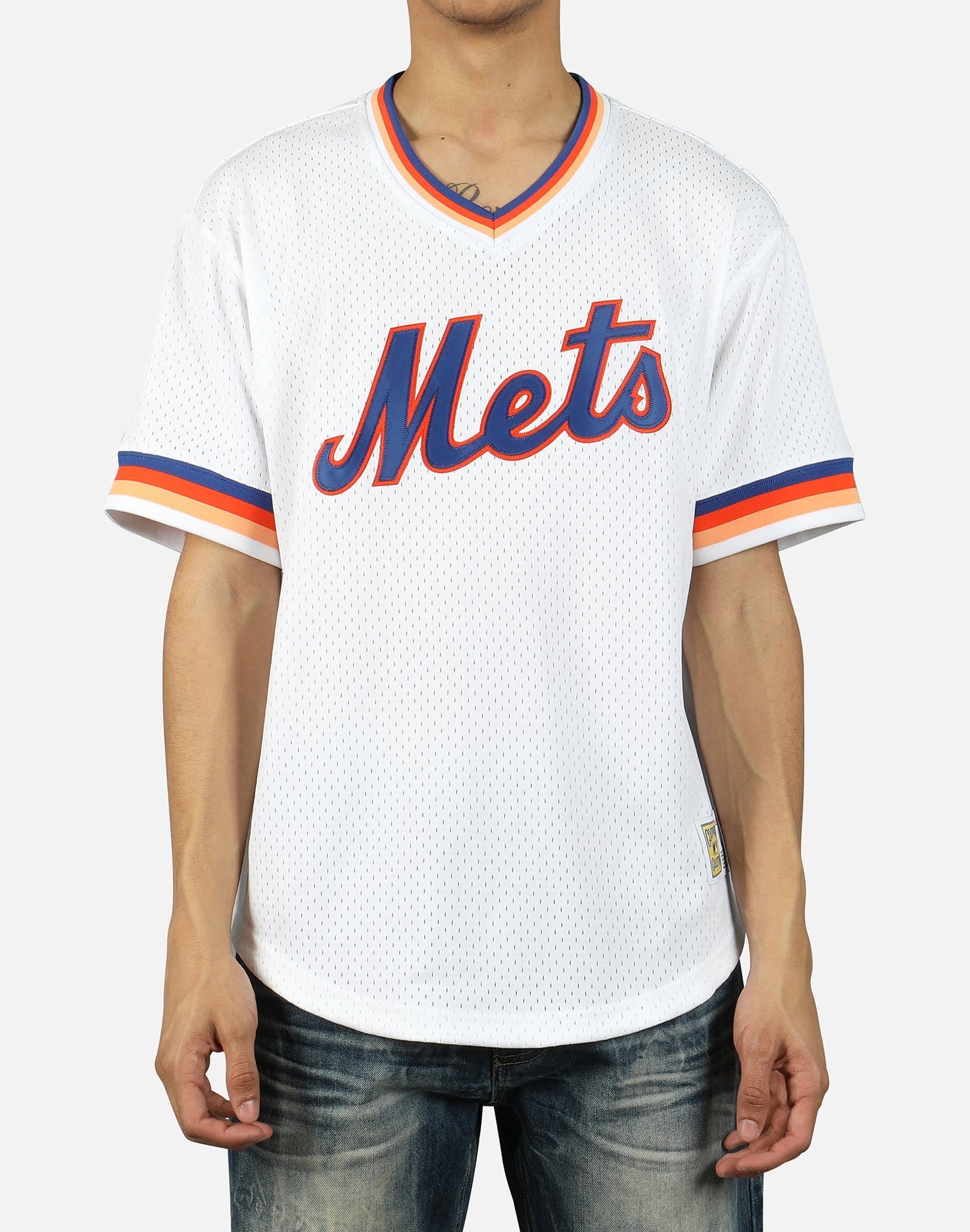 Mitchell & Ness MLB NEW YORKS METS MESH V-NECK JERSEY – DTLR