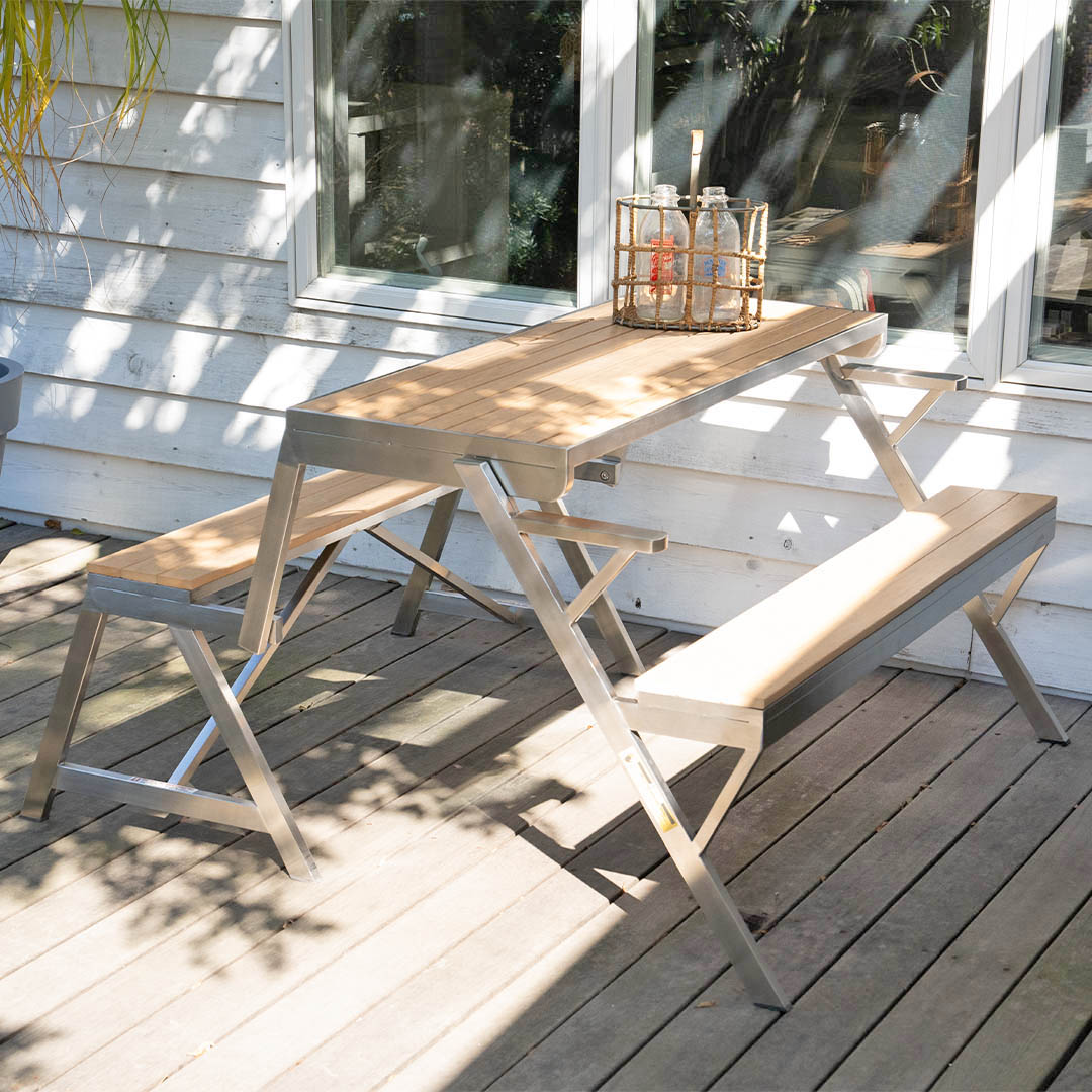 DULTON ONLINE SHOP | STAINLESS TABLE & BENCH DOUBLE WPC BROWN(WPC