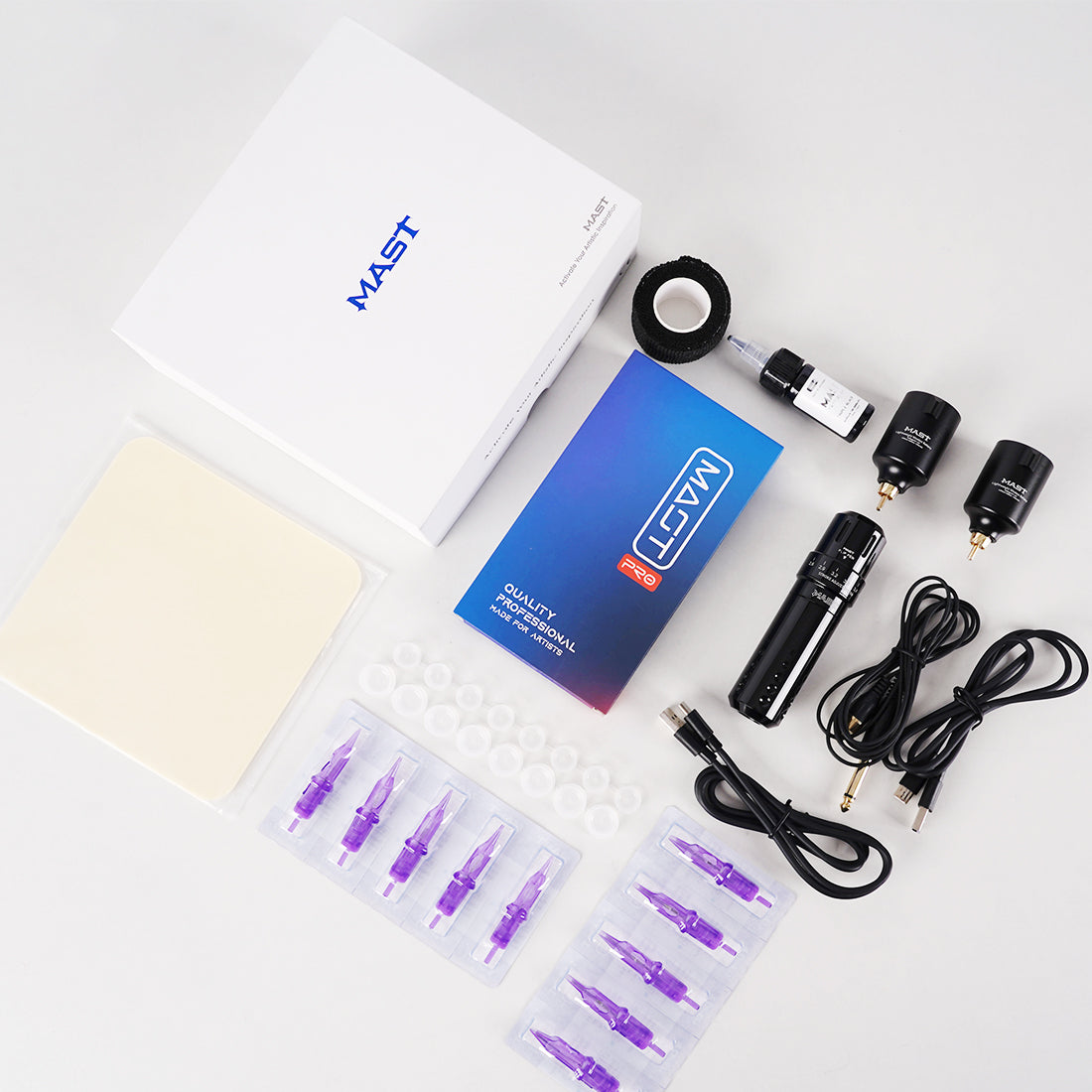 Mast Flip Tattoo Pen Machine 2.6-4.0mm Stroke Wireless Battery Kit