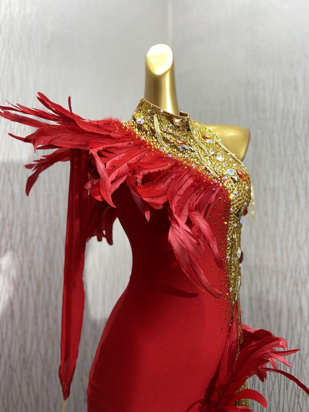 セキネ 7号 ラテンドレス 社交ダンスドレス 赤 デモ 競技ドレス 社交