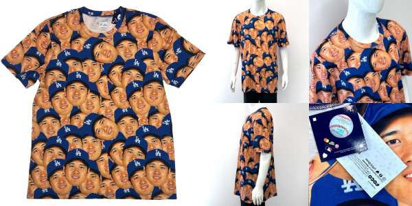 大谷翔平選手・MLB公式商品 インパクト抜群な“顔だらけTシャツ”が