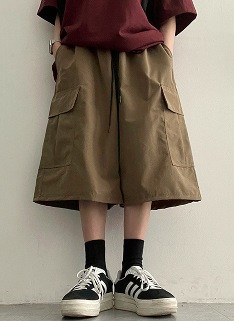 ナイロン混ドロストカーゴワイドハーフパンツ | レディース