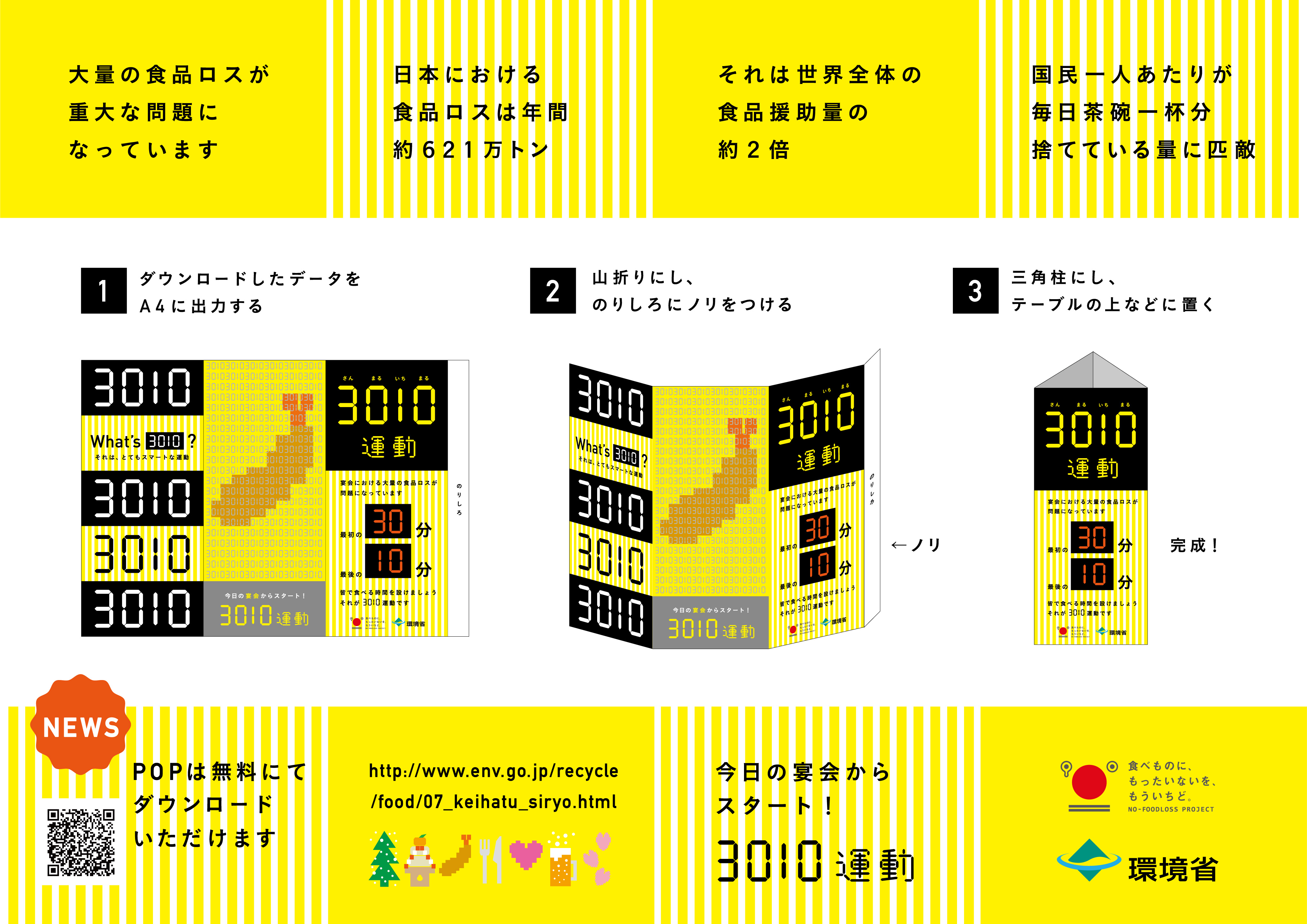 3010運動普及啓発用三角柱POP ダウンロードページ | 環境再生・資源