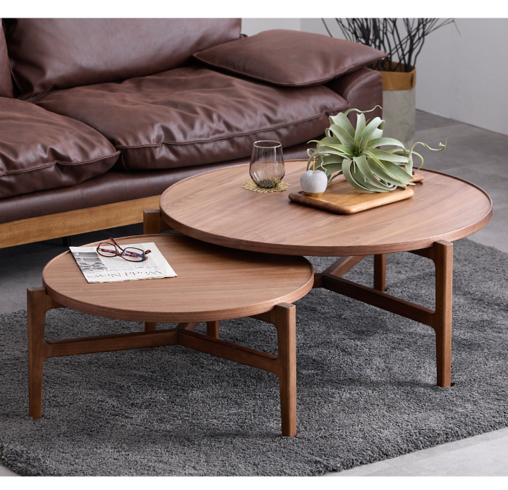 丸テーブル 2点セット 幅90 幅70 センターテーブル ローテーブル