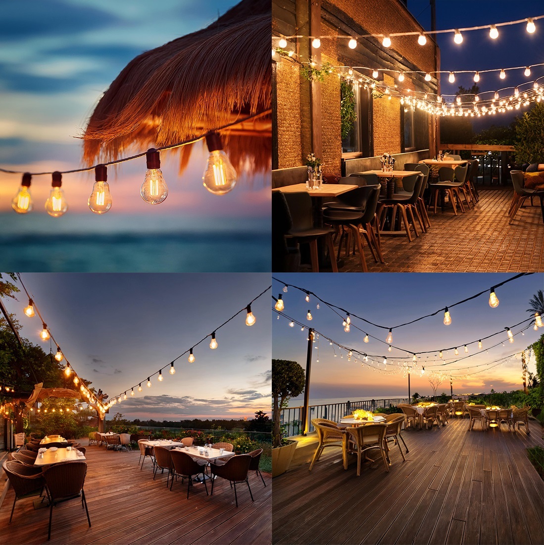 明るいストリングライト｜防水提灯コードと防水LEDフィラメント電球