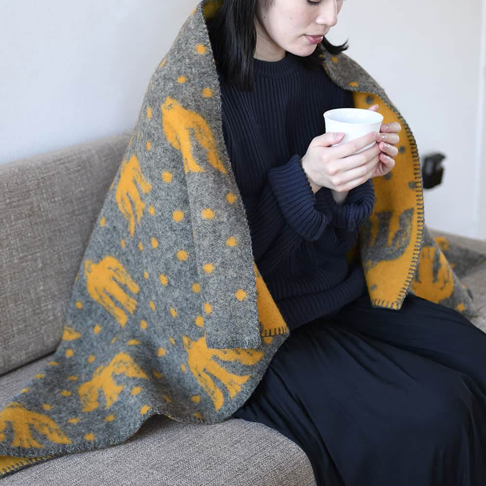 KLIPPAN/クリッパン エコウール ウール ハーフブランケット birds in