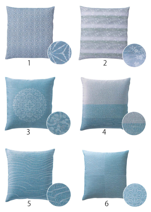 受注生産】夏用座布団カバー ブルー【国産】 麻混・銘仙判 1サイズ5