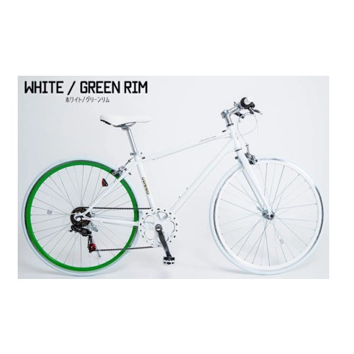 CL266 ホワイト/グリーン クロスバイク シマノ製6段変速 700x28C