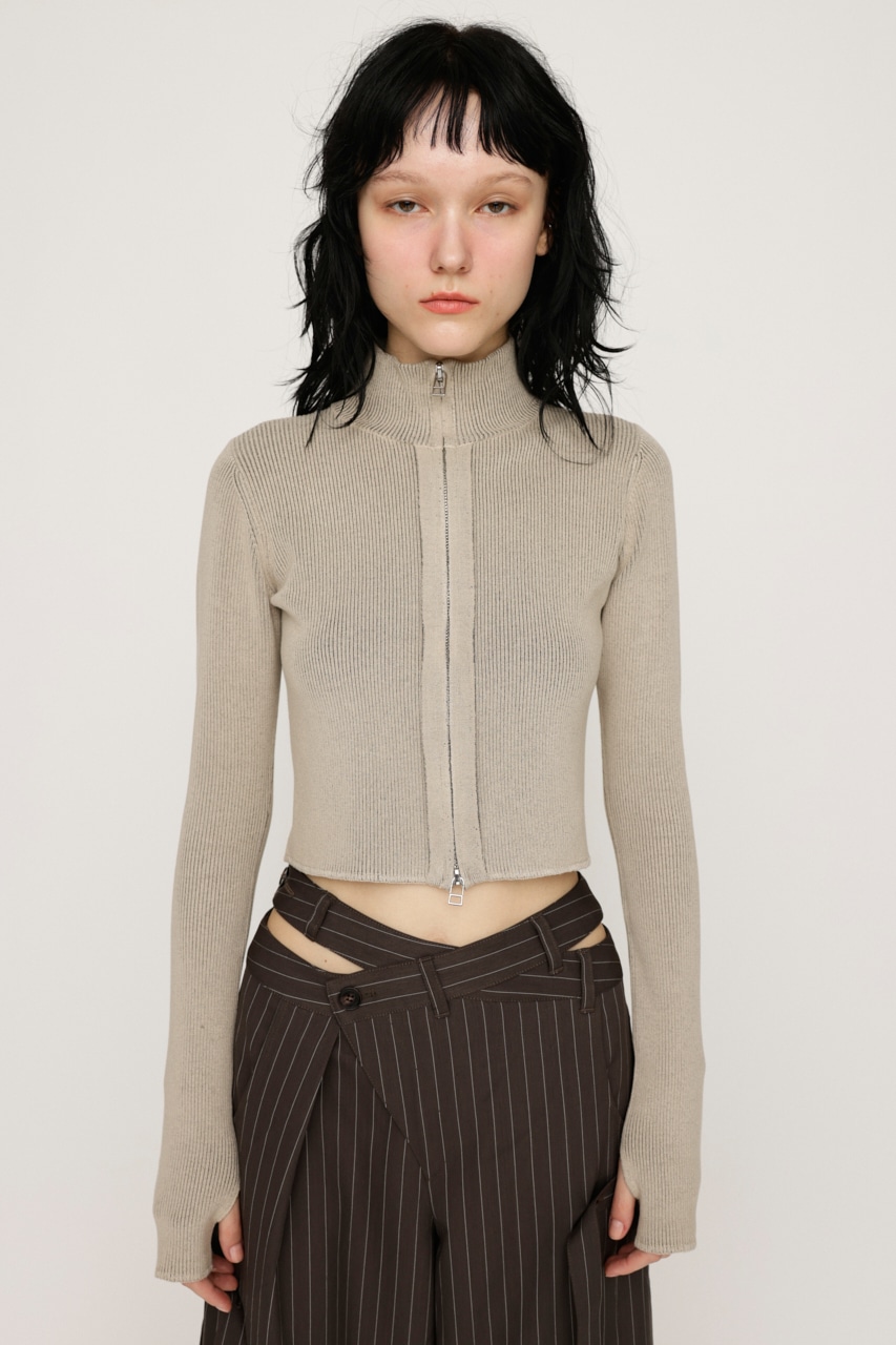 SLY | FRONT ZIP H／N RIB トップス (ニット ) |SHEL'TTER WEBSTORE