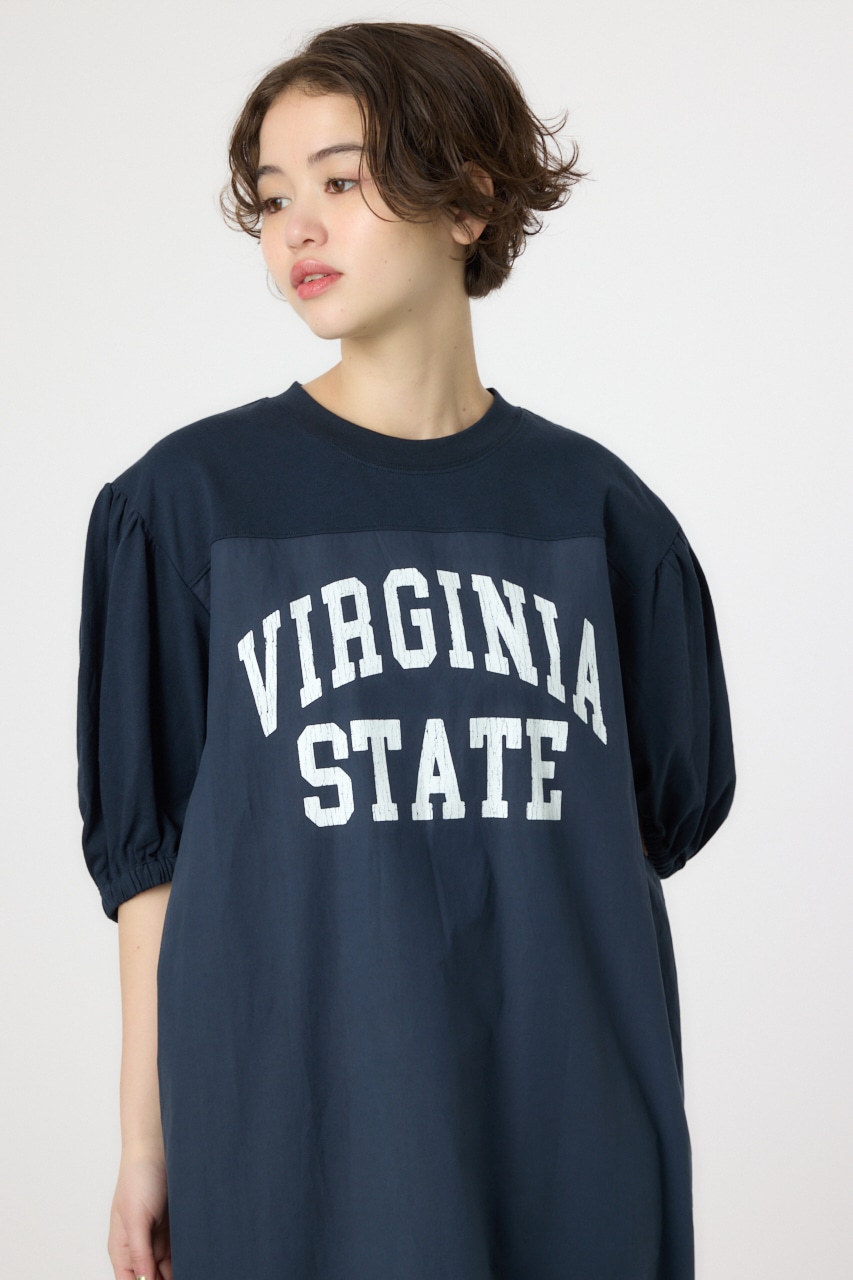 RODEO CROWNS WIDE BOWL | カレッジ 切替 パフスリーヴ ワンピース