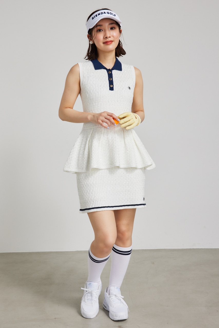 RIENDA GOLF | 【RIENDA GOLF】シャイニーツイードペプラムニットTOP