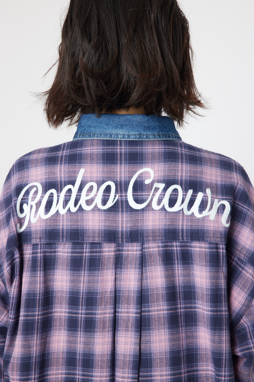 RODEO CROWNS WIDE BOWL | デニムドッキングチェックシャツ (シャツ