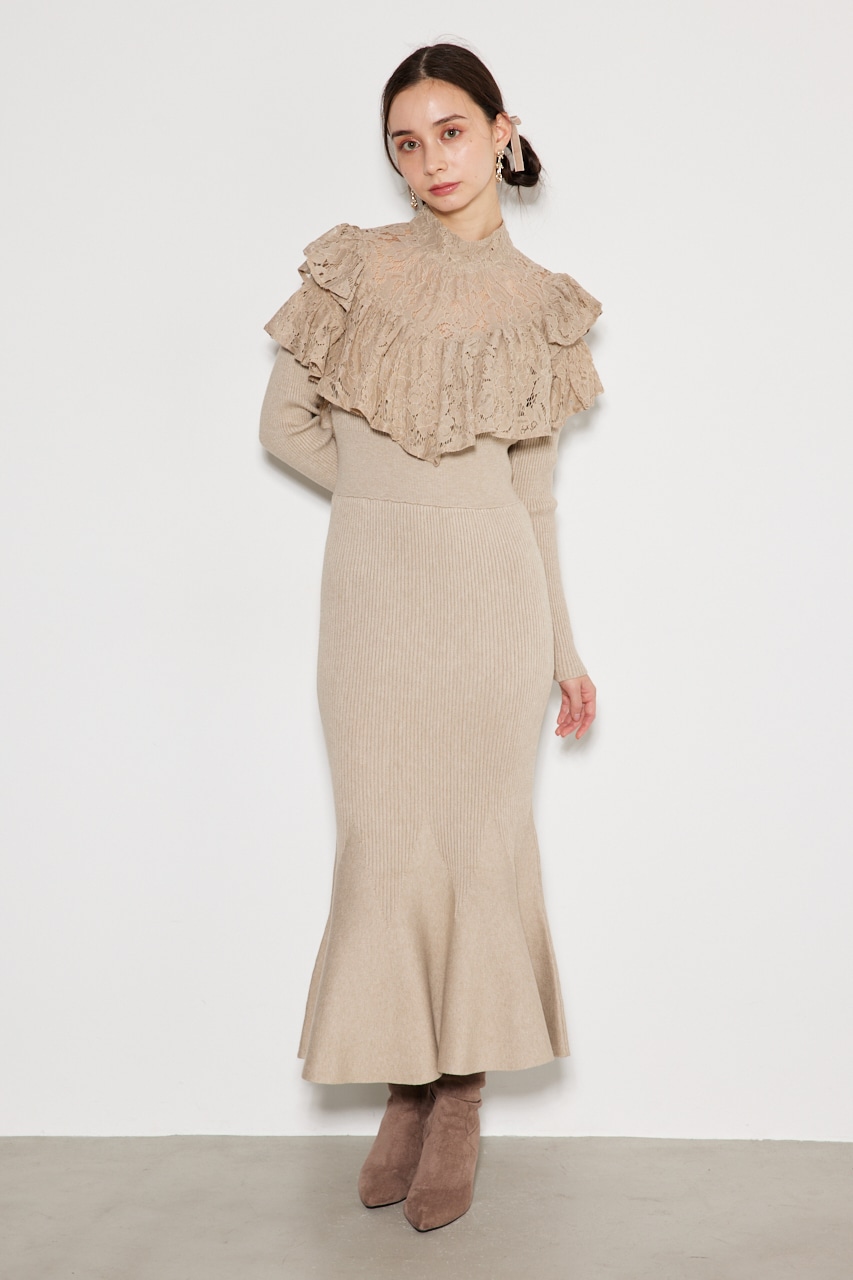 rienda | レースコンビマーメイドKnit OP (ワンピース(ミニ