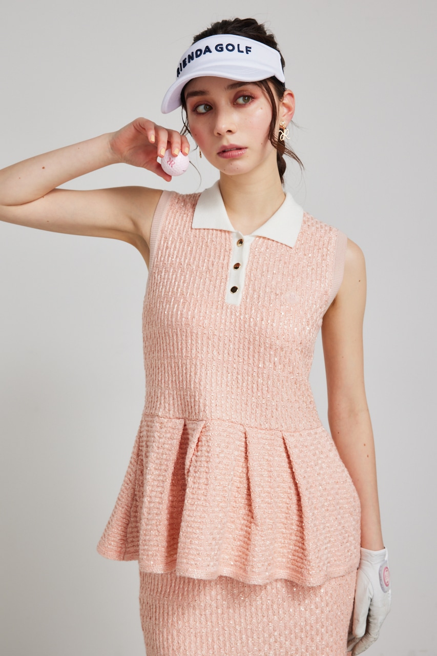 RIENDA GOLF | 【RIENDA GOLF】シャイニーツイードペプラムニットTOP