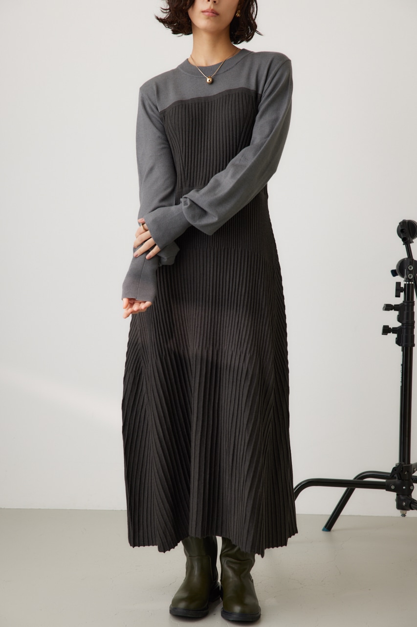 AZUL BY MOUSSY | バイカラービスチェドッキングニットワンピ