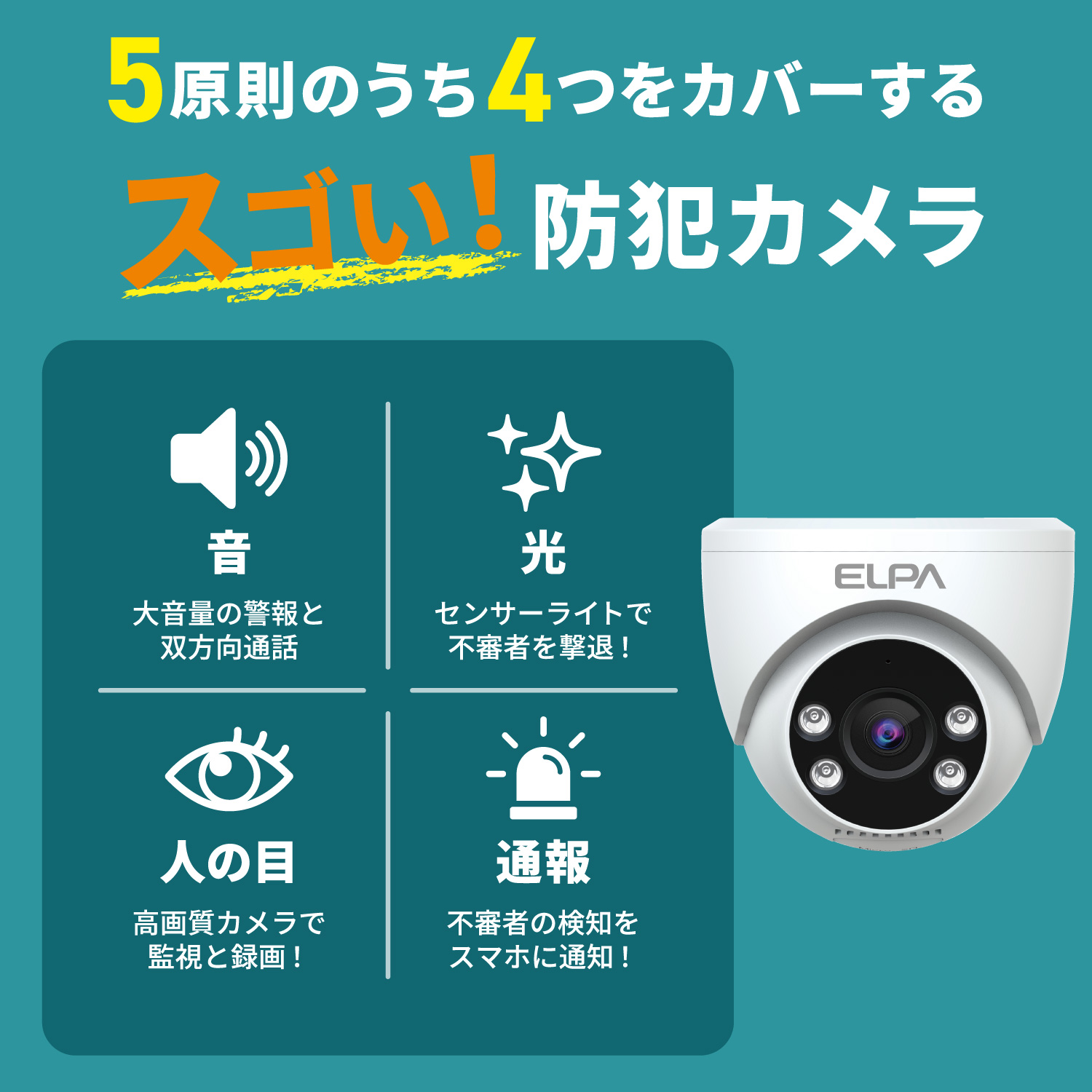 エルパ(ELPA) 防犯士が作ったスゴイ防犯カメラ 屋内用 ドーム形カメラ