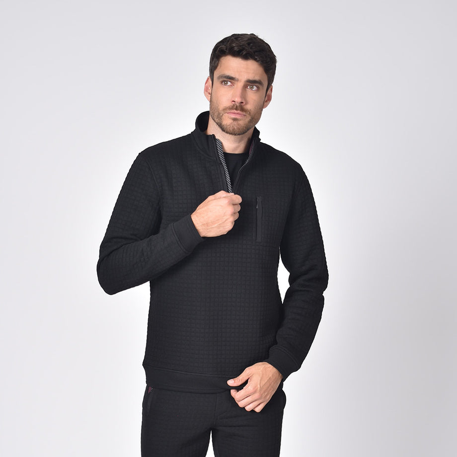 Eight-X | Designer Menswear | Quilted Half Zip Pullover Jacket