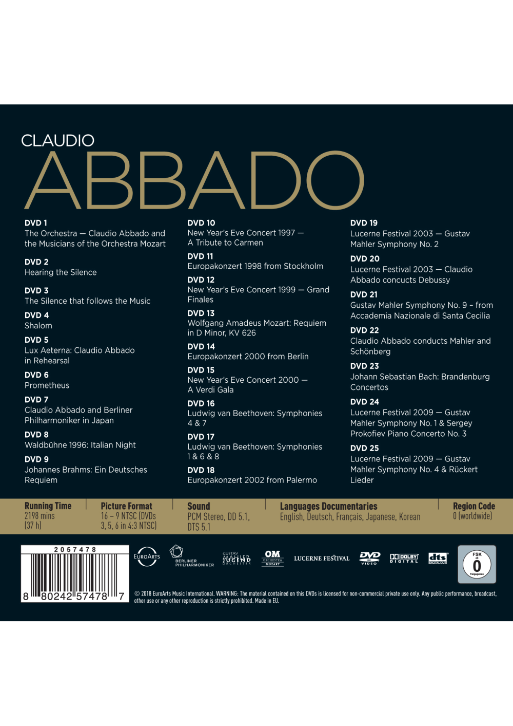 Maestro Claudio Abbado Edition - 25 DVD Box - EUROARTS