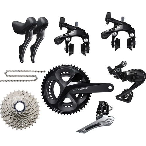 EuroBikeParts: Shimano 105 R7000 Group 8pc 11s Black, Shimano, SH