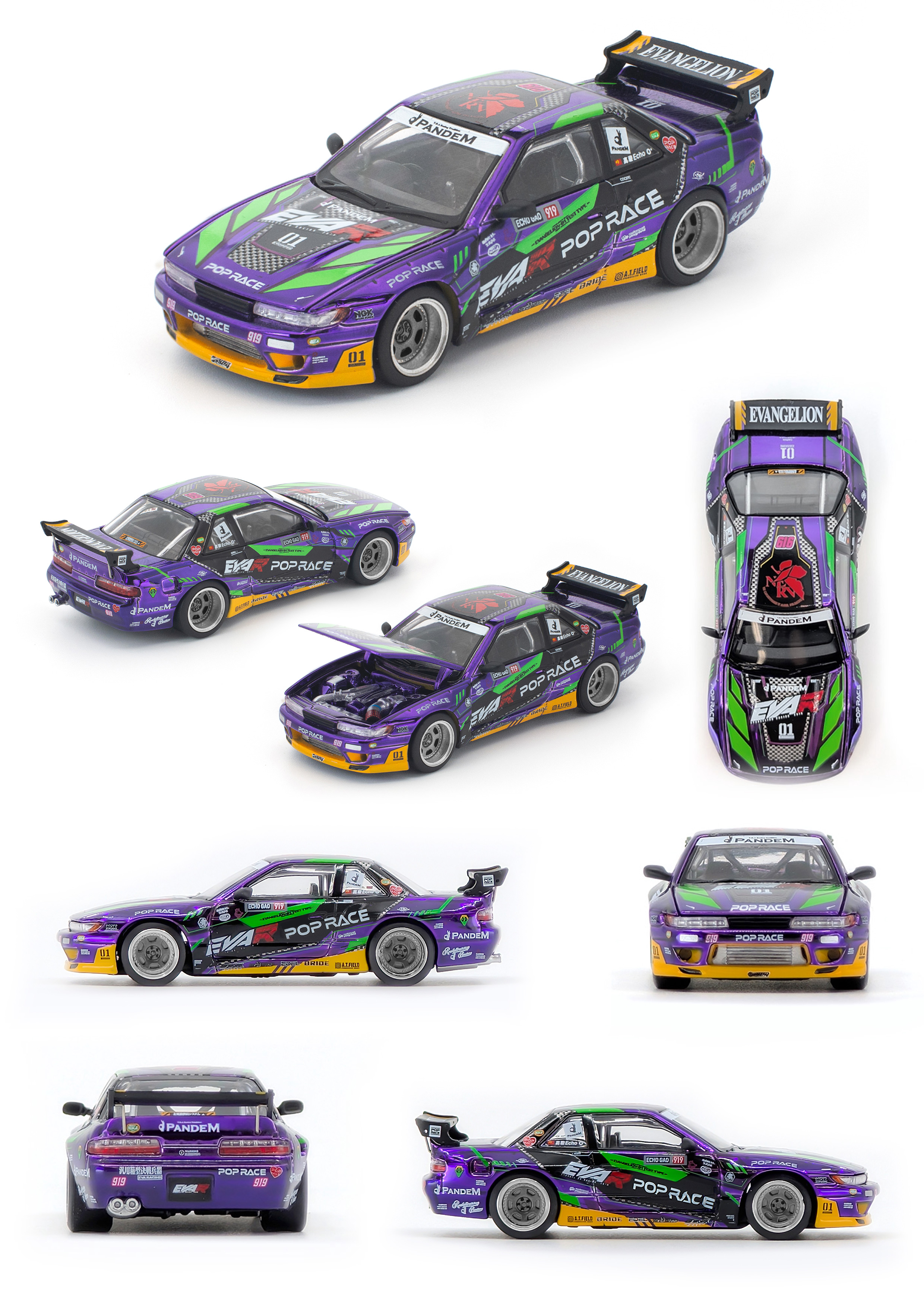 POPRACEより、PANDEMエアロを纏った初号機カラーのS13が1/64スケールの