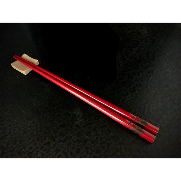 EVANGELIONコラボ輪島漆塗箸 朱塗／黒ネルフマーク（天黒）（加波次吉