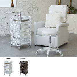 ガス圧式ネイルサイドテーブル（キャスター付）ホワイトの通販・卸売り