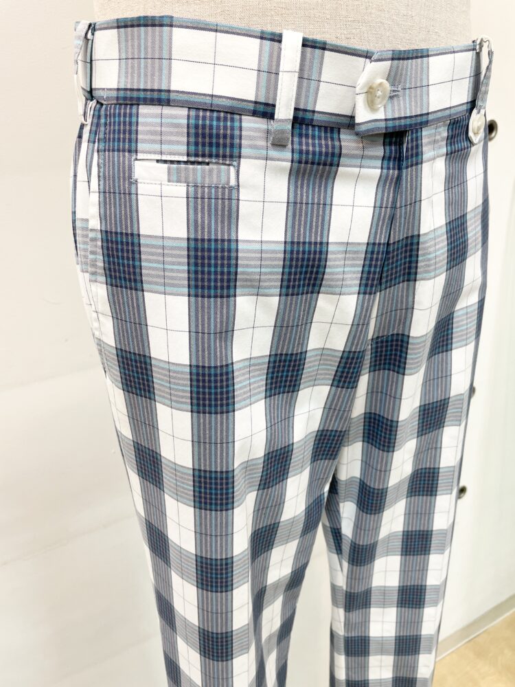 adabat アダバット メンズ チェック パンツ ブルー 春夏 643-76405