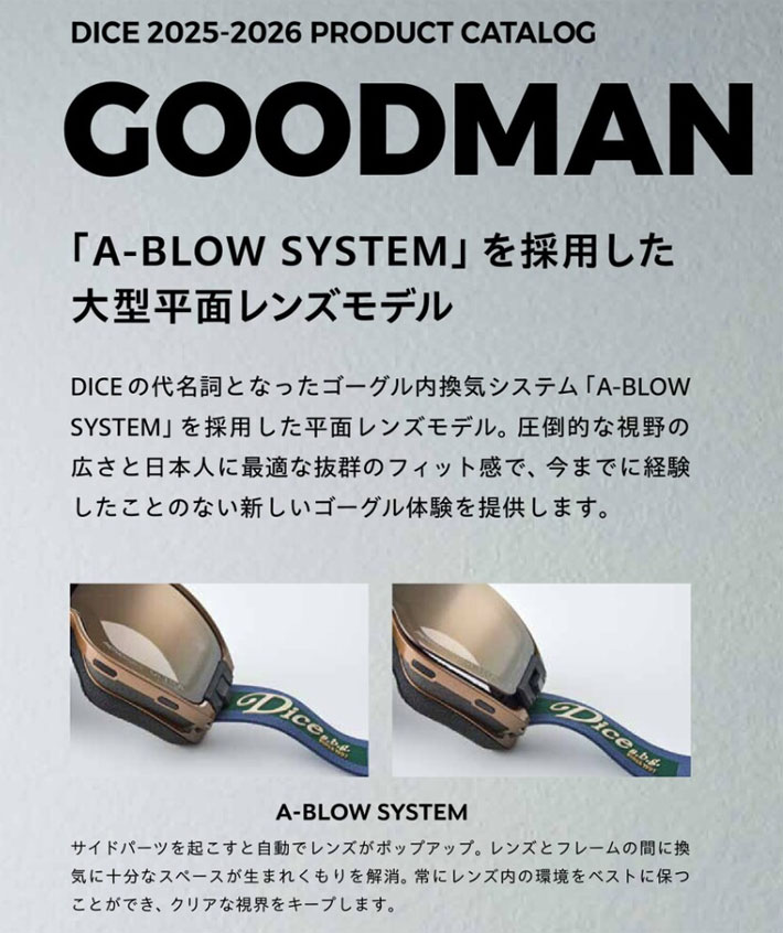 25-26 スキー スノーボード ゴーグル ダイス DICE GOODMAN グッドマン