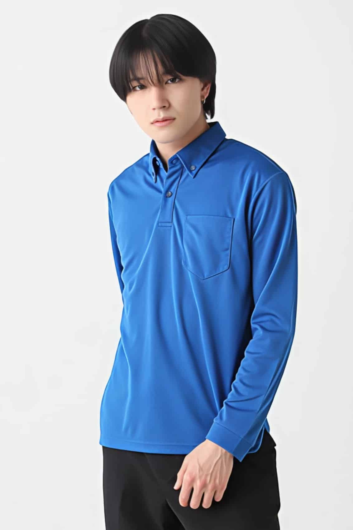 ドライボタンダウンロングポロシャツ[glimmer 314ABL]｜オリジナル刺繍