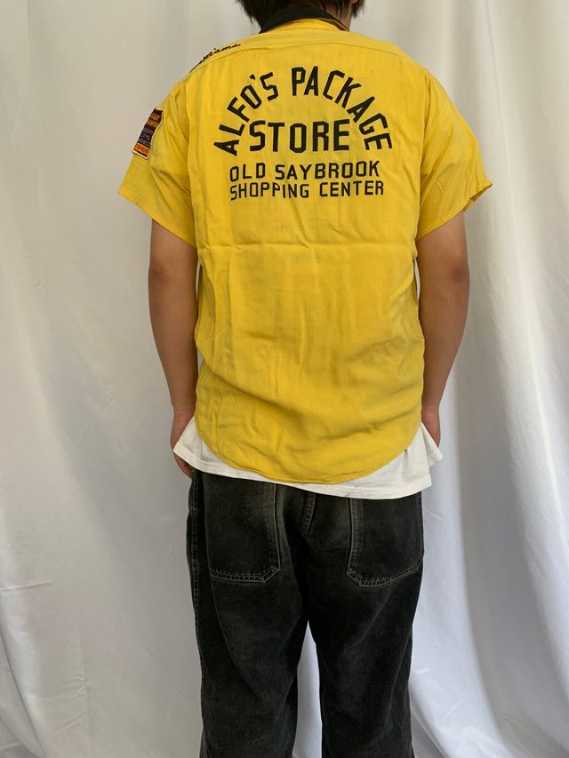 60年代 60s レーヨン 開襟 オープンカラーシャツ イエロー｜ヴィテージ