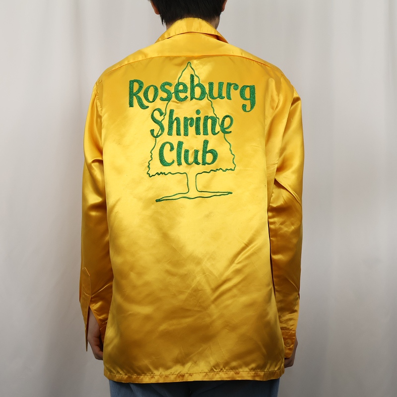 60s 60年代 サテンシャツ オープンカラーシャツ ボーリングシャツ 黄色