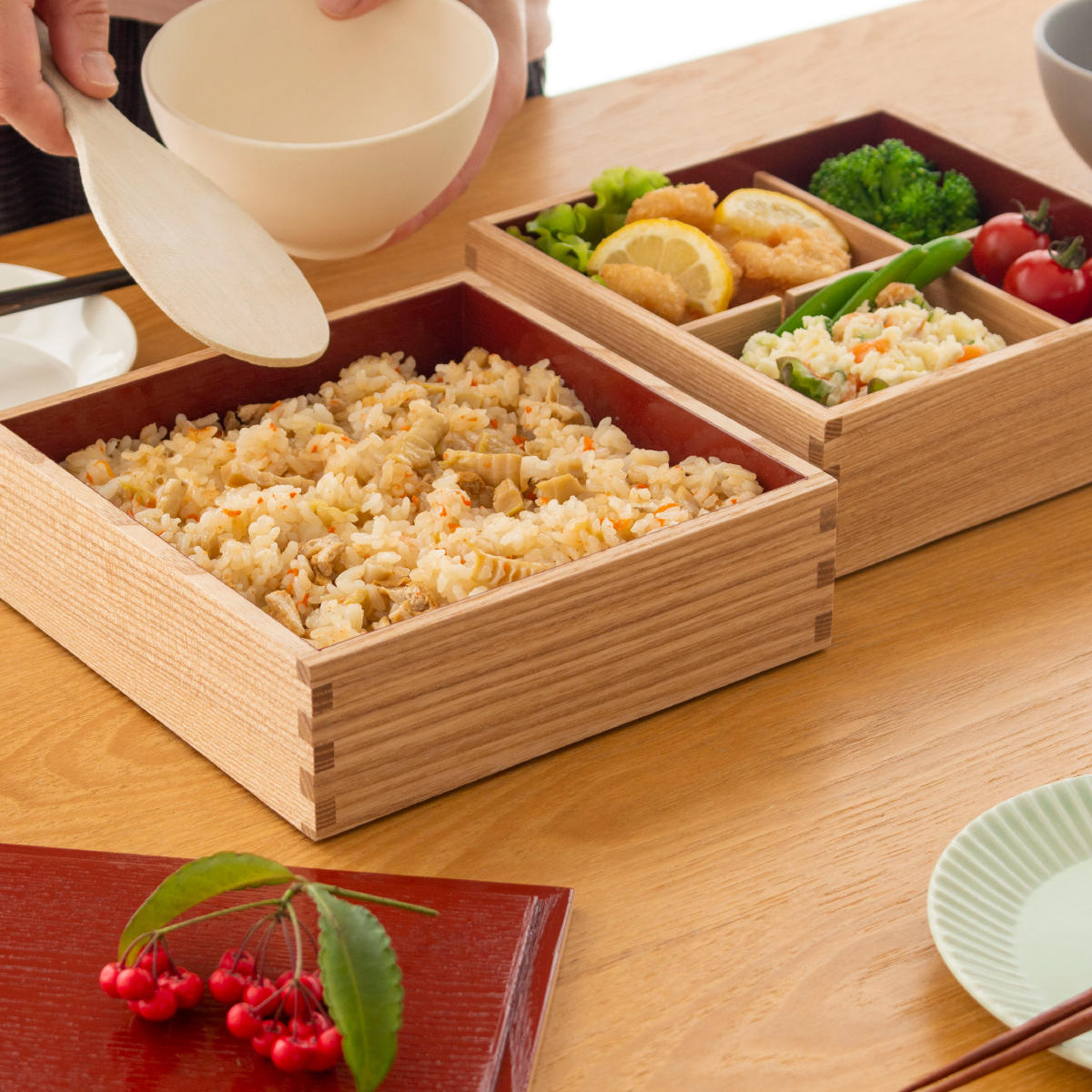 白木重箱 2段重ね 漆塗 【公式通販】