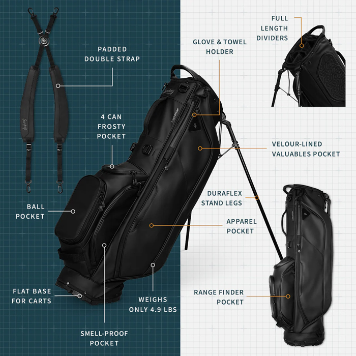 Sunday Golf RYDER S-Class - Black Vegan Leather Full Size Stand