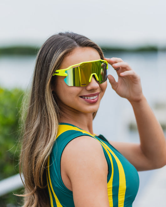 Neon Yellow Retro Sunglasses Mosh pit approved. Bite like a viper