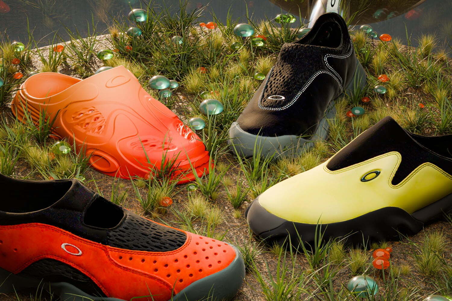 オークリーファクトリーチーム」24春夏シューズ、真っ赤なグラデカラー