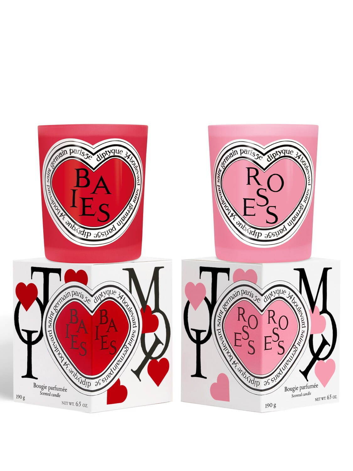 ディプティックバレンタイン限定キャンドルセット、“ハート形”ラベルの